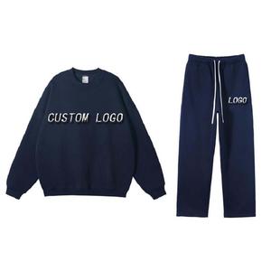 Sweat à capuche pour hommes de haute qualité unisexe 350gsm survêtement de couleur unie surdimensionné élégant sweat pour hommes 2 pièces-ensemble - Product Image 3