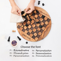 Jeu d'échecs artisanal en bois d'olivier ArtisRaw avec des plateaux d'échecs en bois, emballage en carton - Vente en gros