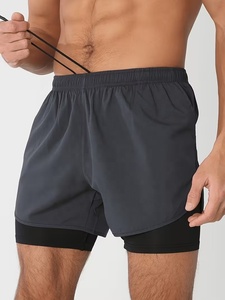Shorts de sport pour homme, couleur unie, avec poches, séchage rapide, taille élastique, longueur mi-cuisse, en spandex et polyester, pour l'entraînement - Product Image 4