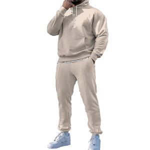 Sweat à capuche tricoté pour hommes Sweat-shirt tissu respirant fournisseur OEM deux pièces survêtement décontracté personnalisé équipement de fitness pour hommes - Product Image 5