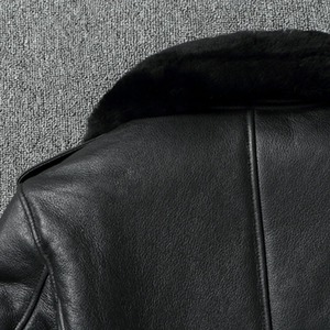 Veste en cuir tout-en-un en cuir écologique original en laine fine 2024, manteau en peau de mouton chaud pour homme, combinaison de vol, tricot respirant - Product Image 6