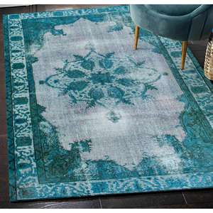 Tapis turc Green Medallion : Décoration ethnique pour salon, tapis imprimé, tapis en chenille - Product Image 3