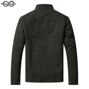 Chaqueta de algodón de primavera para hombre, abrigo de campo de lona ligero informal, múltiples bolsillos, puños ajustables, cuello levantado, cremallera completa en la parte delantera - Product Image 4