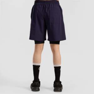 Pantalones Cortos Deportivos ARR X GAI Azul Marino, 100% Poliéster, para Gimnasio y Entrenamiento, con Cintura Elástica, Decoración con Logotipo, Talla XS - Product Image 3