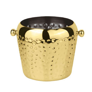 Refroidisseur à vin en laiton au design unique, finition martelée dorée, avec poignée à bouton, fait main, 5L, pour fêtes - Product Image 1