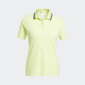 Polo à manches courtes pour femme, couleur jaune clair, tissu tricoté, séchage rapide, décontracté, couleur unie, confortable - Product Image 3