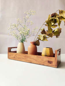 Bandeja de Servir de Madera Natural Grabada con Láser Personalizada, Plato Ovalado Decorativo de Madera para Desayuno con Asas de Cuero para Comida y Café - Product Image 4