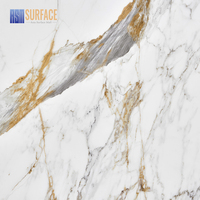 CALACATTA LUXURY Pierre de quartz imprimée en couleur intégrale, quartz artificiel blanc avec veines dorées
