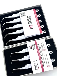 ที่หนีบขนตาปลอม90องศาเคลือบด้วยผงสีขาวเครื่องมือด้านความงามแหนบปลายเงินแบบโค้ง - Product Image 6