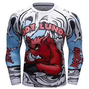 เสื้อคอมเพรสชั่นออกกำลังกายแบบกำหนดเองสำหรับผู้ใหญ่ UPF50 ระบายอากาศได้ดี ผลิตจากโพลีเอสเตอร์/สแปนเด็กซ์ เสื้อรัดกล้ามเนื้อสำหรับออกกำลังกาย เสื้อรัดกล้ามเนื้อสำหรับ MMA สินค้าขายดี - Product Image 4