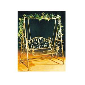 Columpio de hierro elegante con estilo contemporáneo único para patio, porche, jardín, relajación y decoración de balcón al aire libre, ambiente - Product Image 5