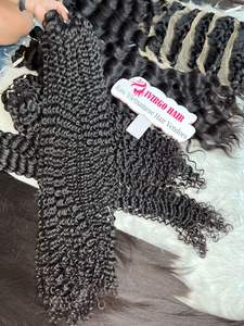 Extensions de cheveux Remy humains 100% Super Double Drawn Deep Curly Natural Wave Skin Weft Bundles de cheveux - Product Image 5