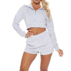 Ensemble deux pièces pour femmes, style estival, nouveau style, haut court zippé, taille plus, haut court et short pour femmes, 2026 - Product Image 3