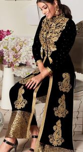 -- Conception de broderie sur un LONG KURTA élégant avec une robe de pantalon embellissant des perles de verre de cristal, DABKA fonctionne pour les tenues de fête @ 2023 - Product Image 2