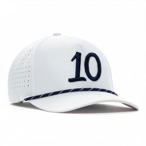 Casquette de golf imperméable en gros avec logo brodé 3D, détail corde, trous découpés au laser, casquette ajustable à fermeture snapback pour tenue de sport décontractée - Product Image 2