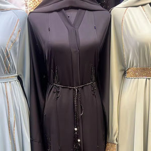 2024 Dubai Beautiful Black Traditional Islamic Clothing for <b>Women</b> Handwork <b>Kaftan</b> Abaya with Long Pants - Product Image 1