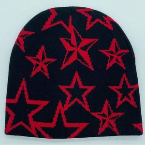 Sombrero de invierno de estrella para adultos Sombrero grueso de lana para adultos Sombrero de calavera de punto suave - Product Image 1