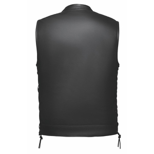 Gilet de motard noir sans manches avec fermeture boutonnée dissimulée, respirant, vêtement d'extérieur pour l'automne - Product Image 4