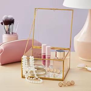 Caja de Almacenamiento de Joyas de Vidrio y Metal con Marco de Latón, Ecológica, Tamaño Personalizado y Acabado Dorado - Último Diseño de Decoración de Hogar de Lujo - Product Image 2