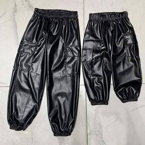 กางเกงขายาวหนัง PU น้ำหนักเบาสำหรับผู้ชาย เอวสูง ลายทางด้านข้าง สไตล์สตรีท ติดกระดุม - Product Image 5