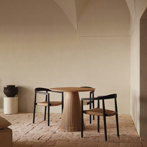 Mesa de comedor y sillas de ratán, muebles de jardín, juego de comedor de ratán para patio, mesa para exteriores, juego de comedor de ratán de madera de Teca-Mayde - Product Image 1