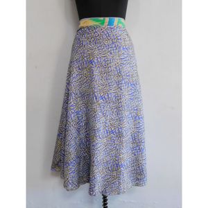 100% seda Reversible 2 capas envoltura mágica colorido bloque de mano estampado Floral Casual Sari falda cinturón Vintage Natural transpirable - Product Image 2