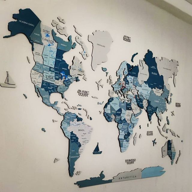New Layer 3d Wooden World Map Travel Map With State and Capital New House Wall Decoration At Factory Price