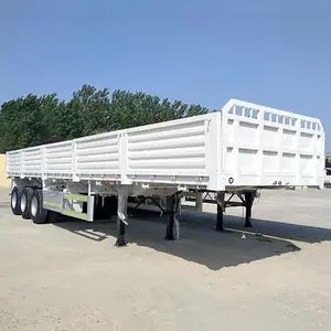 Reboque de caminhão semi-caminhão de carga de mercadorias a granel personalizado de alta qualidade com 3 eixos 12m 12.5m 40ton 50ton de comprimento parede lateral para venda