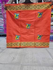 Tissu pour tenue décontractée Intorica George avec broderie florale multicolore et placement du logo avant à bordure ronde de créateur - Product Image 3