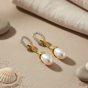Boucles d'oreilles pendantes élégantes en perles pour femme, idée cadeau - Product Image 3