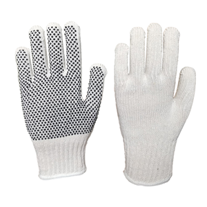 Gants en coton à pois en PVC, style sergé, blancs blanchis, durables, pour usage quotidien en toutes saisons, fabriqués au Pakistan - Product Image 1
