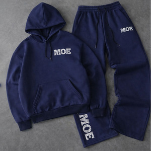 Conjunto Deportivo Personalizado al por Mayor para Hombre, Sudadera con Capucha Azul Marino, Pantalones Deportivos de Felpa, Logotipo Personalizado, Ropa Casual Urbana, Proveedor OEM, EE. UU. - Product Image 3