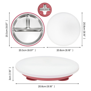 Yiyabb Nouvelle Assiette à <span class=keywords><strong>Dîner</strong></span> en Silicone et Acier Inoxydable 304, Motif Animal, Sans BPA, Écologique, Vaisselle pour Bébé avec Couvercle et Ventouse - Product Image 4