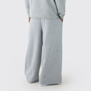 กางเกงแทร็คผ้าฝ้ายเฟรนช์เทอร์รี่ 100% แบบ OEM/ODM สำหรับผู้ชาย ระบายอากาศได้ดี ทรงหลวม น้ำหนักมาก สีเทาเฮเธอร์ - Product Image 6
