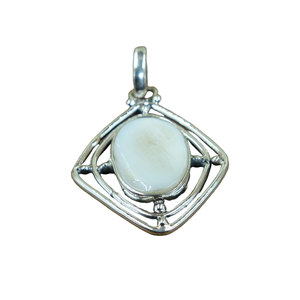 Pendentif géométrique fait main en argent sterling 925 avec pierre précieuse naturelle en nacre pour la fabrication de bijoux - Product Image 1