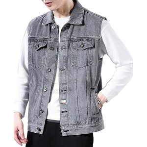 Personalizado Nuevo Diseño Hombres Jeans Chaleco Color Sólido Hombres Jeans Chaleco Streetwear Transpirable Hombres Jeans Chaleco - Product Image 1