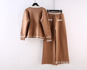 Women's Leisure Two-Piece <b>Suit</b> Wide Leg <b>Pants</b> with Temperament Knitted Sweater Plus Size Spring Collection Factory Wholesale - Product Image 6