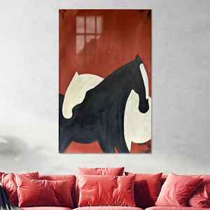 Tableau sur toile abstrait de couple de chevaux : Décoration minimaliste pour la maison, Verre - Product Image 1