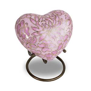Elegant Silver Heart Shape Handmade Multi Color Embossed <b>Large</b> Aluminium Cremation <b>Urn</b> - Product Image 5