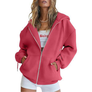 Factory Sale Customised 100% Cotton Fabric <b>Pink</b> <b>Hoodie</b> for <b>Women</b> New Fashionable Solid Pattern Winter Fleece Expanza Sports - Product Image 1
