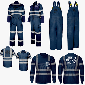 Ensemble de vêtements de travail pour électricien avec logo personnalisé Chemise à boutons de sécurité réfléchissante et durable en polyester durable à col ras du cou pour - Product Image 1