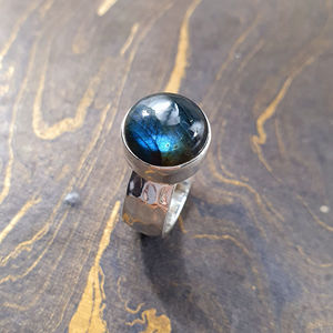 Vintage Labradorite <b>Ring</b> <b>for</b> <b>Men</b> 8.5 Grams Natural Gemstone Bezel Set Wedding and Everyday Wear Jewelry - Product Image 1
