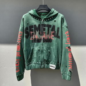 เสื้อฮู้ดดี้ครอปทรงบ็อกซี่โอเวอร์ไซส์ ผ้าฝ้าย 100% ย้อมสีแบบแอซิดวอช สไตล์วินเทจ พิมพ์ลายสกรีน  สำหรับฤดูหนาว เป็นมิตรกับสิ่งแวดล้อม - Product Image 3