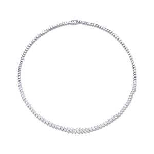 Collar de Tenis con Eslabones de Metal y Diamantes Marquise Graduados (Naturales) Engastados en Oro de 14K, Joyería Briday - Product Image 1