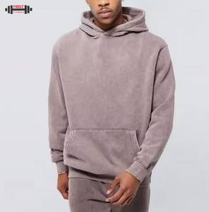 Nueva moda gran oferta invierno ácido lavado hombres chándal 100% algodón forro polar con capucha deporte ropa de calle - Product Image 4