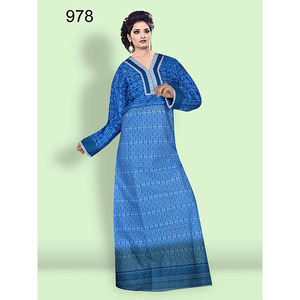 100% algodón maternidad indio mujer Maxi vestido Kaftan Floral bloque estampado ropa de playa personalizable Color tamaño más tamaño transpirable - Product Image 1