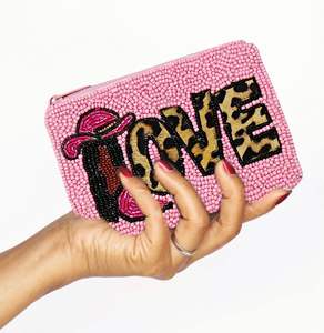 High Quality Cowboy Be Mine Beaded Pouch Handcrafted Western Mini <b>Coin</b> <b>Purse</b> Zipper Closure Canvas Material Leopard Handmade - Product Image 4