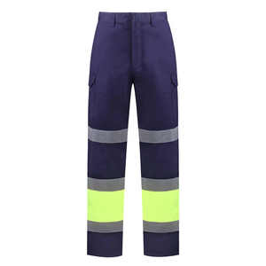 Pantalon de travail multi-poches en coton pour hommes avec bande réfléchissante Gilet de sécurité pour les travaux de construction - Product Image 2