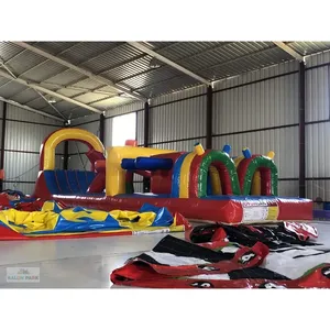 Parcours d'obstacles gonflable commercial 12x3m avec piscine, jeu aquatique extérieur pour enfants, équipement de terrain de jeu flottant - Product Image 2