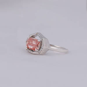Pink Radiant Cut Lab Grown Diamond Engagement Ring 18KT <b>Solid</b> Gold Custom Designed Ring <b>Solid</b> Gold Plated Certified Engagement - Product Image 3